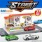 City Scene Simulation Gas and Car Wash Station Model Custom Made Plastic Toy with 4 Pieces Alloy Model Car Game Toy for Boys