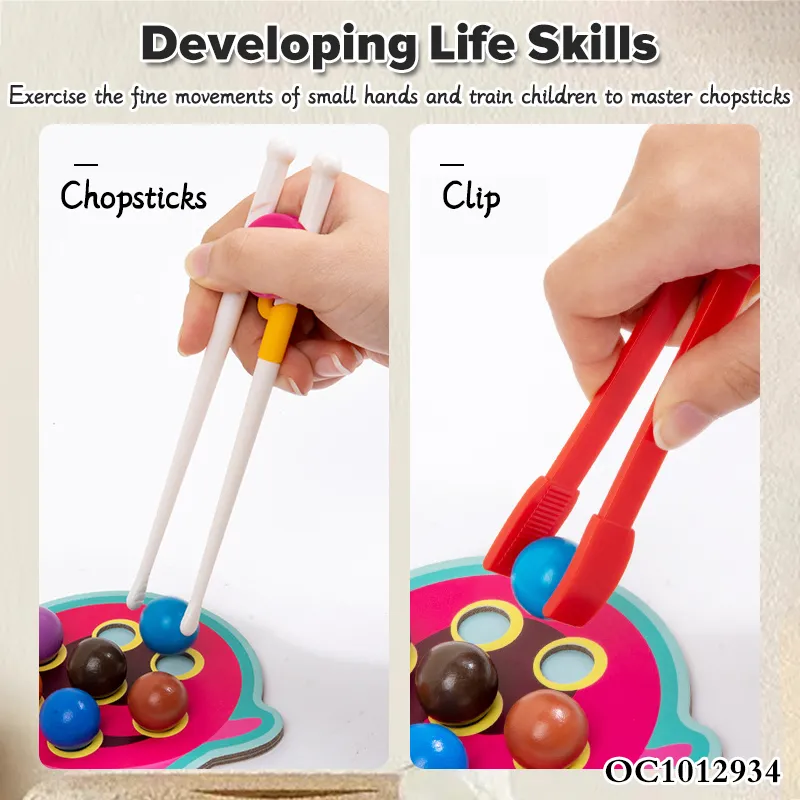 Pinch Beads Wooden Jigsaw Puzzles Busy Board Montessori Sensory Babies Toys for Toddlers with Pliers and Chopsticks