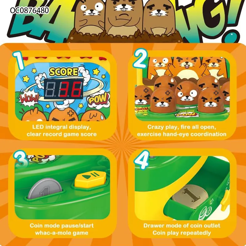 Wholesale Plastic Interactive Toys Electronic Family Classic Board Whack a Mole Game