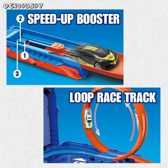 Boys Kids Gift Items Self Assemble Railway Flexible Racing Speed Ejection Track Car Toys with 2PCS Alloy Cars Ans Storage Box