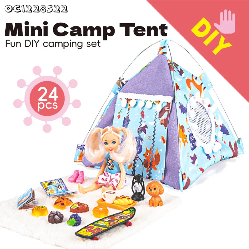 Wholesale Cheap Indoor Child Baby Fashion Doll Set Girls Toys Mini Camp Tent for Kids