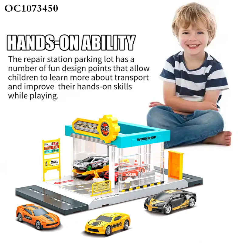 The Boys Series Simulation City Auto Repair Station Set Gas Station Model Custom Cars Plastic Toy for Kids