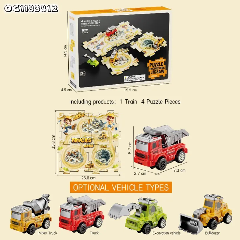 Wholesale Engineering Toy Truck Educational Indoor Construction Jigsaw Puzzle Train Race Car Track Toy Truck Toy with Slots