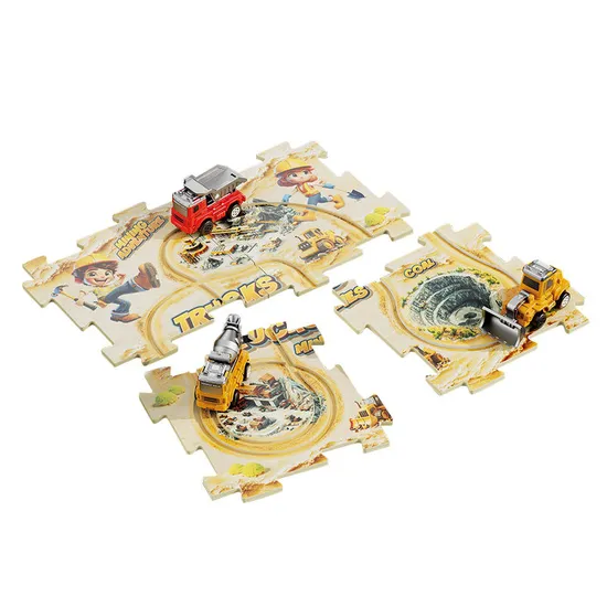 Wholesale Engineering Toy Truck Educational Indoor Construction Jigsaw Puzzle Train Race Car Track Toy Truck Toy with Slots