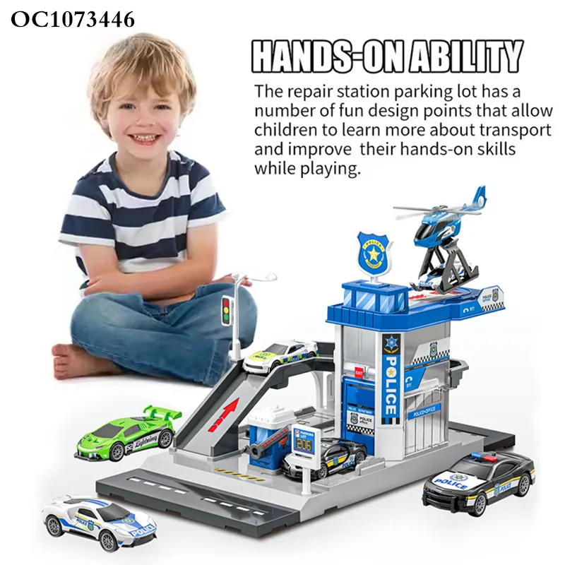 Kids Boys Gift Items Railway Racing Play Car Tracking Game Parking Lot Station Toys with Plane and Alloy Car