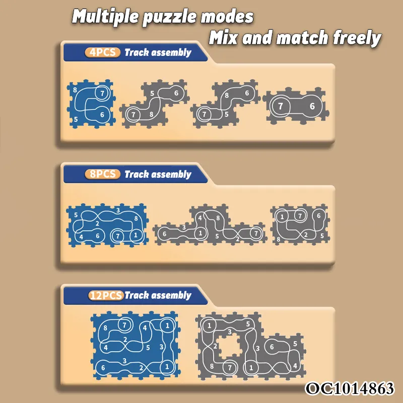 Educational DIY Assembling Electric Slot Train Toys Puzzle Jigsaw Rail Car Toy 4 Theme Kids Puzzle Racer Track Set Toy