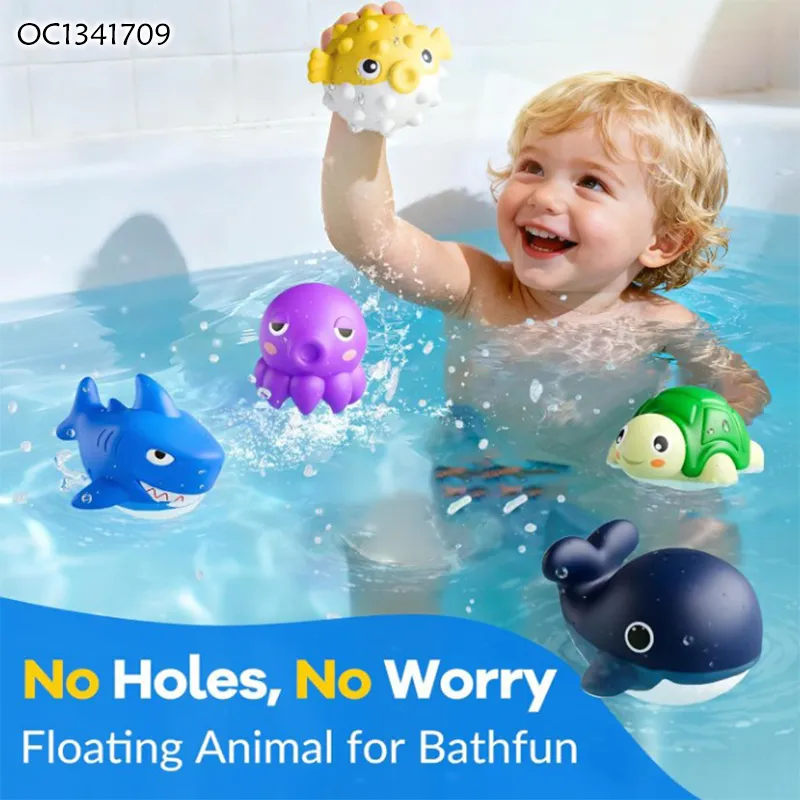 Wholesale Water Spray Floating Rubber 3D Sea Animal Baby Bathing Shower Toy