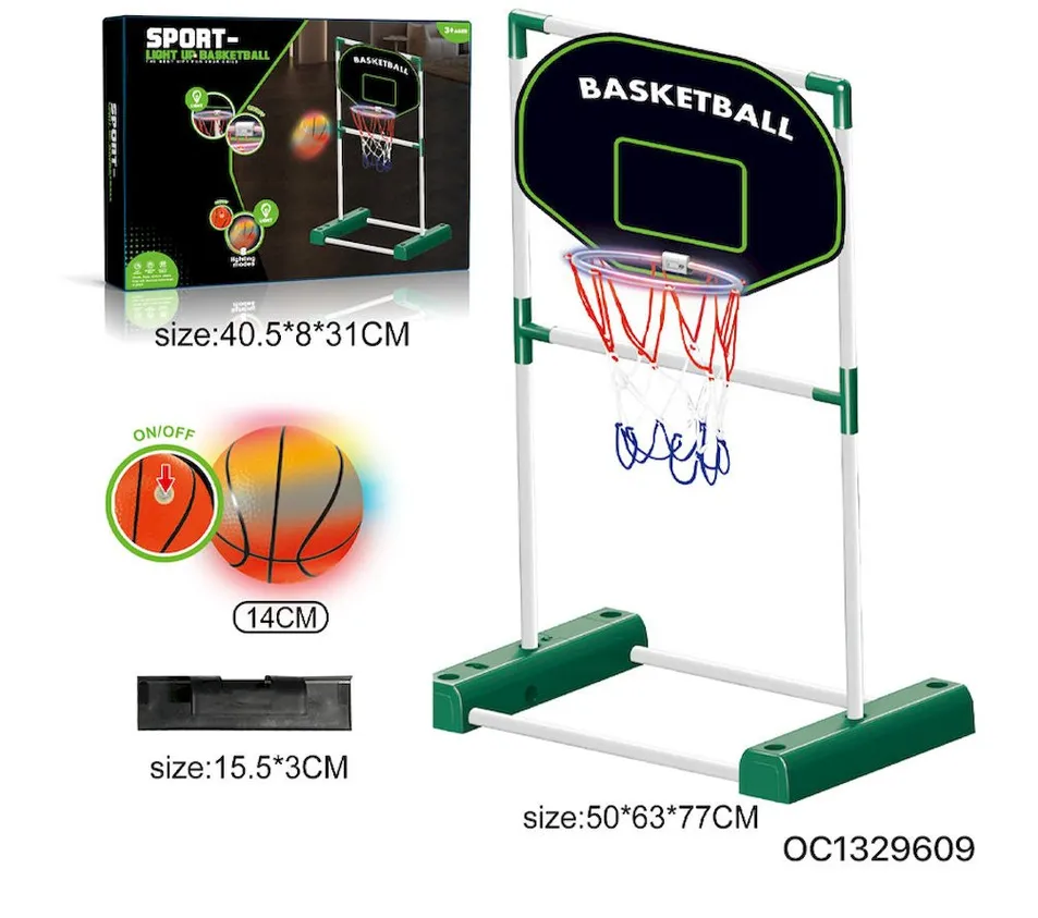 Kids Outdoor Glow Light-up Mobile Basketball Hoop for Nighttime Sports