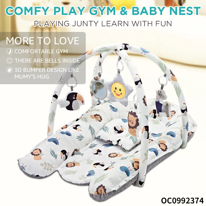 Non-Toxic Eco Friendly Baby Gym Soft Play Mat Foldable Musical for Floor Activity Play Mat with Hanging Rattles