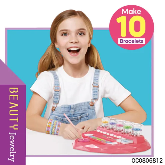 Beads DIY Toy Girls Bracelet Making Kit for 5 Years Old Girl with Manual Knitting Machine