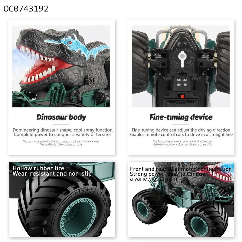 Hot Selling Cool 1: 20 2.4G Stunt RC Remote Control Dinosaur Toy Car for Kids