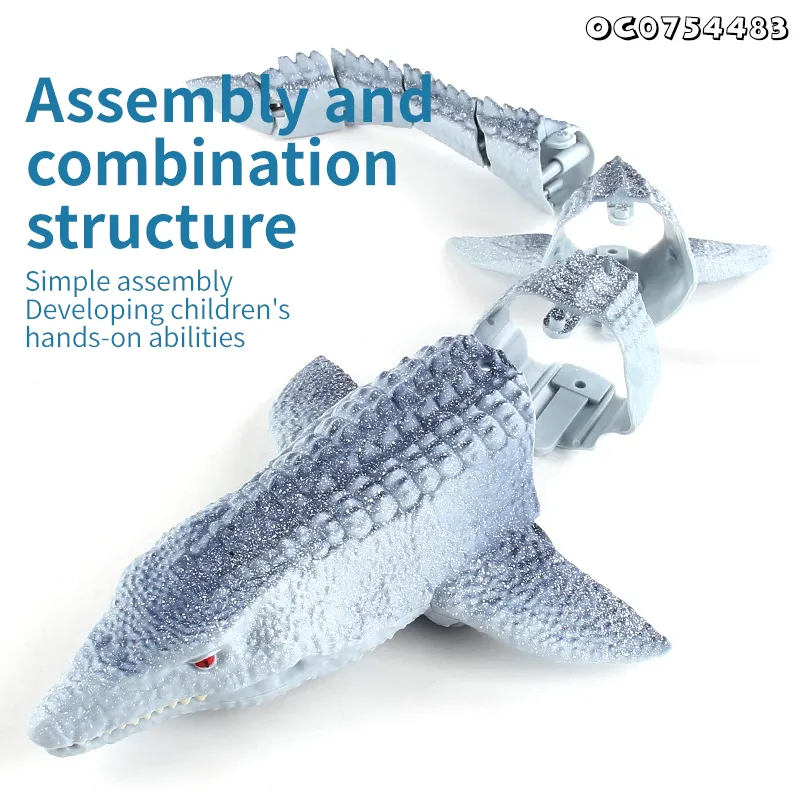 Easy Self Assembly Model Waterproof Remote Control Dinosaur Gray Customized Swimming Pool Plastic Toy Sea Animals for Kids Boys