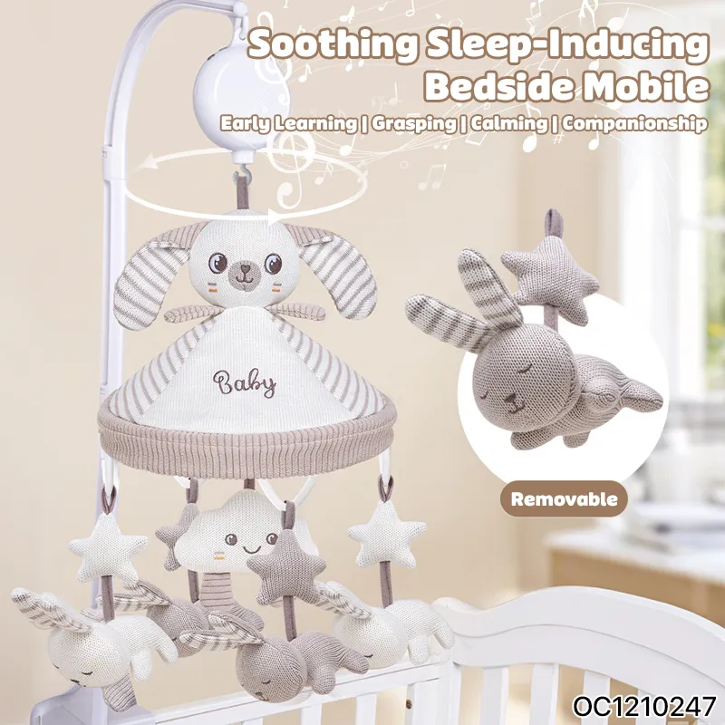 Sensory Unique Products Rabbit Cotton Fabric Baby Comfort Sleep Mobile Crib Newborn Baby Bed Hanging Toys with Music for Sleep