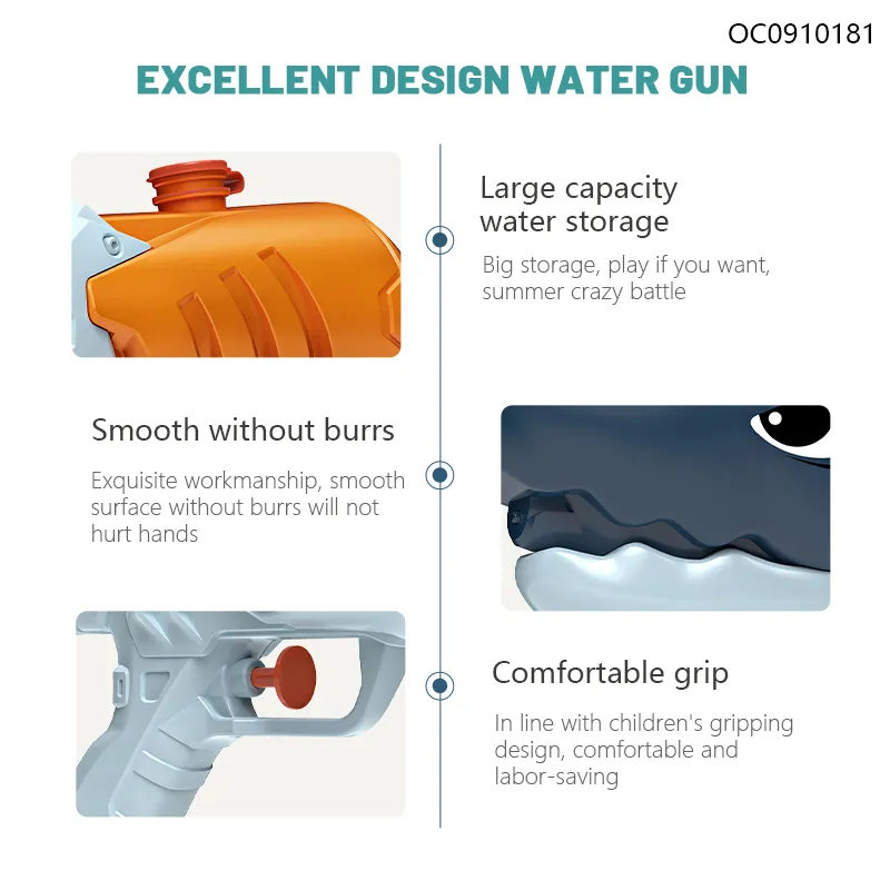 New Arrival Plastic Shark Shape Small Cheap Water Outdoor Shooting Gun Water Gun Toy Set for Boys