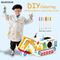 DIY Kid Crafts Art Color Your Own Doodle 3D Puzzle Cardboard Toys Paper Excavator
