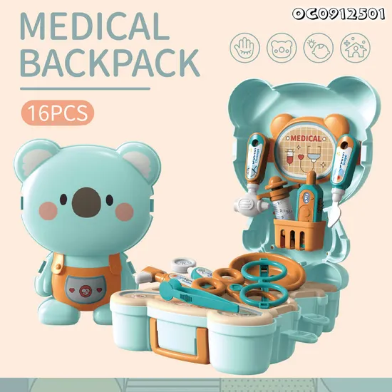 Koala Design Backpack High Quality Pretend Play Nursery Toddlers Role Play Tools Educational Baby Doctor Game Set Toy Customized