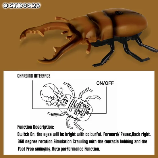 Trending Products 2025 Small Rhinoceros Beetles Model Crawling Insect Robot New Toy with Remote Control for Kids