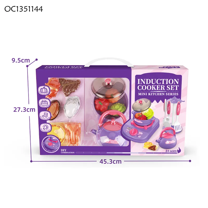 New Pretend Baby Preschool Educational Learning 2026 Electric Kids Kitchen Toy Set News Cooking Tableware with Simulation Food