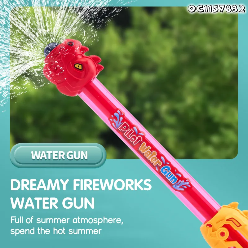 52cm Long Dinosaur Design 2026 Summer Plastic Kids Toys Strongest Fireworks Pump Pressure Water Gun for Water Park