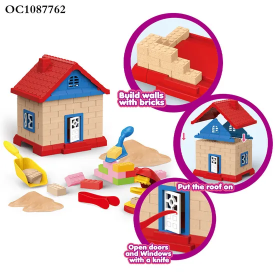 DIY Plastic Sand Castle Building Block Toys Building Materials for House Construction Game with Magic Sand