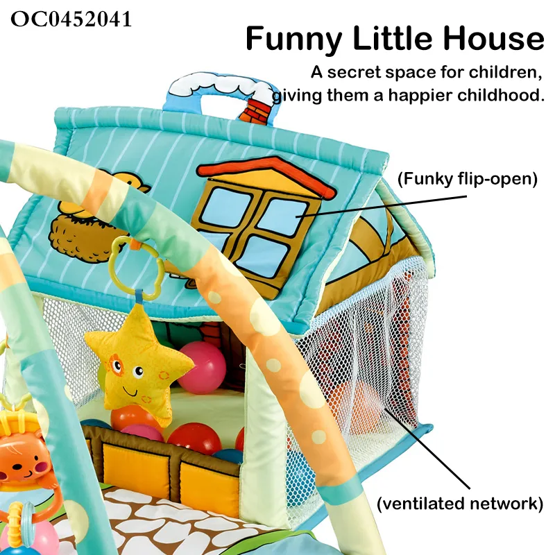 Hot Selling Baby Activity Exercise Crawling Mat Foldable Safe Baby Play Gym Mat with Hangin Animal Toys