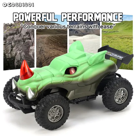 Wholesale Charging LED Lighted up Rhinoceros Plastic Toy Animal Mini 1: 16 RC Stunt and Drift Car for Kids Racing Game