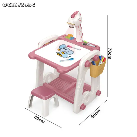 Early Education Toys New Kids Electronic Light up Drawing Writing Board Flashlight Projector Learning Desk Chair Set with Pens
