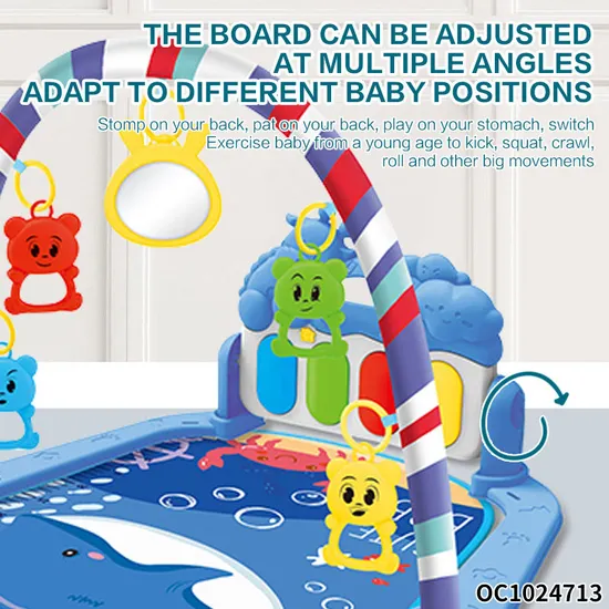 Non-Toxic Cotton Play Gym Crawling Mat Hanging Rattles & Musical Piano Soft Safety Training Play Mat