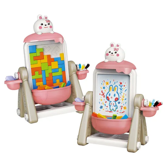 Custom Early Education Brain Development Colorful Toddler Double Sided Toys Drawing Block Puzzle Board DIY Color Geometric Game