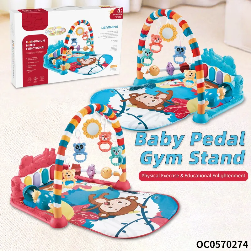 Fitness Gym Pedal Piano and Exercise Activity Crawling Mat Custom Soft Safe Play Floor Mat Baby Musical Mat with Hanging Animals