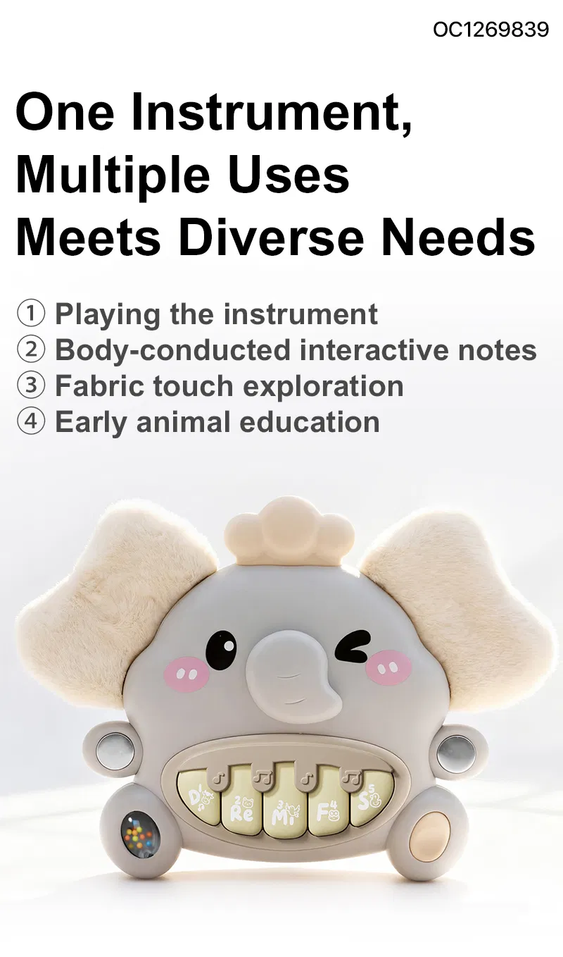 Trending Products 2026 New Arrival Baby Stuffed Animal Hanging Musical Sound Electronic Piano with Teether Soft Plush Rattle Toy