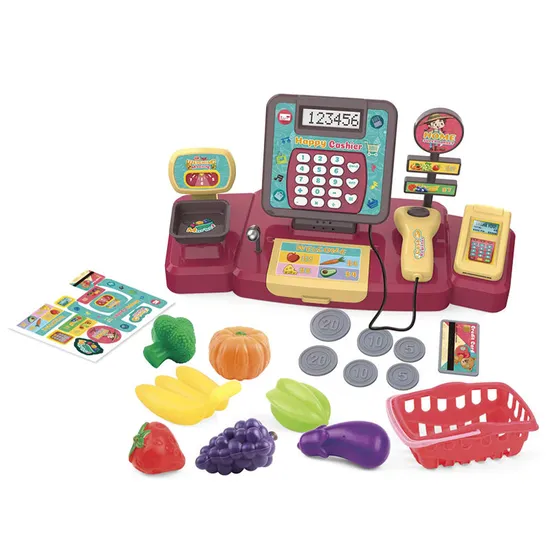 Fruit Vegetable Pretend Kitchen Kids Home Big Supermarket Toy with Cash Register Toy