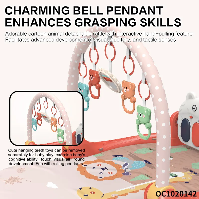 Wholesale Baby Waterproof Play Gym Mat Baby Floor Mat Baby Activity Mat Musical Hanging Rattle Mat with Pedal Piano
