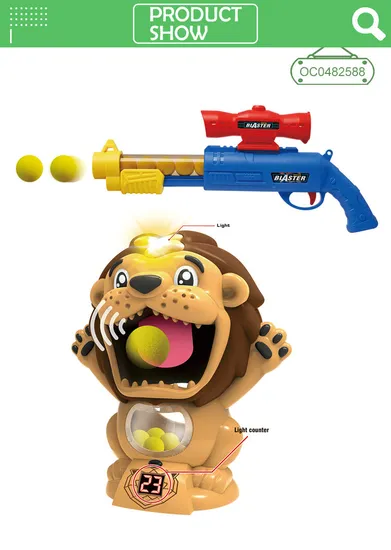 Hot Selling Round Ball Foam Bullet Toy Gun Soft Bullet Shooting Toy Gun with Target Lion