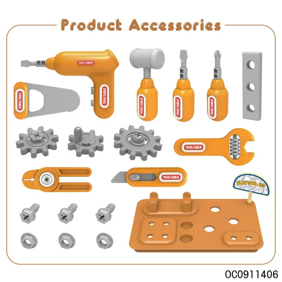 Other Pretend Play Preschool Boys Plastic Kids Mechanic Tool Set with Electric Toy with Box