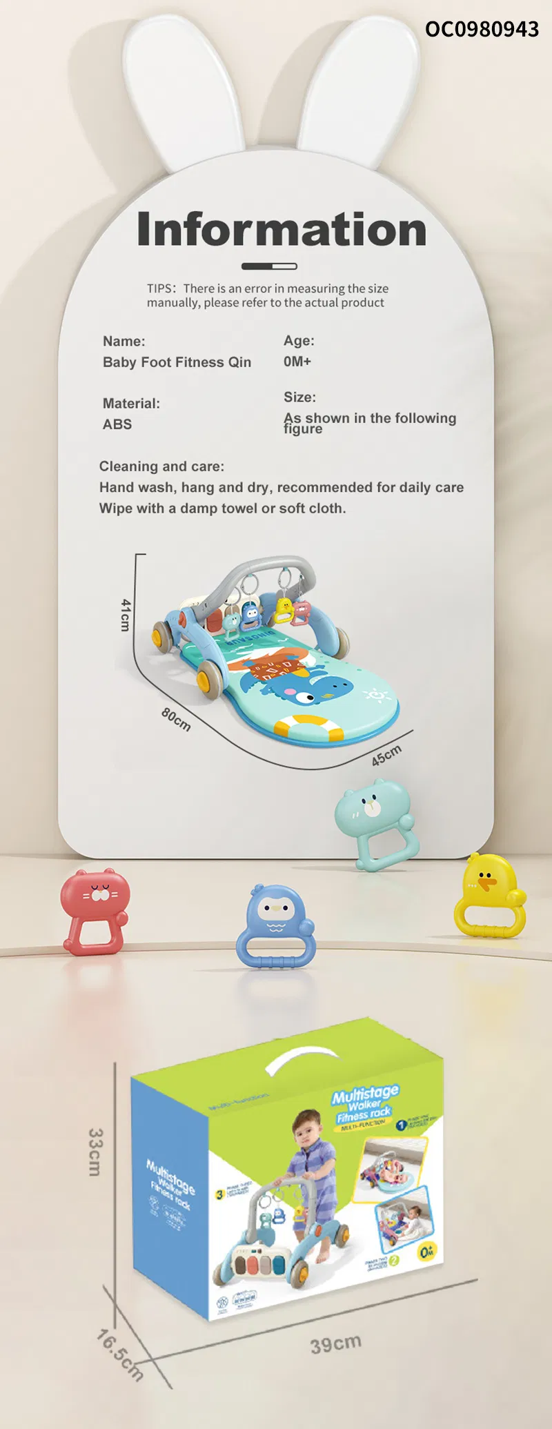 Wholesale New Model Gym Piano Playing Mat Plastic Frame Manufacture Multifunctional Funny 2-in-1kids Baby Walker