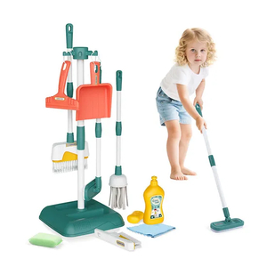 Household Cleaning Tools Accessories Plastic Kid Role Play Children Montessori Cleaning Toys with Simulation Broom and Mop