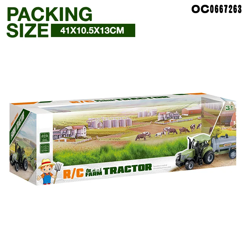 Wholesale Transportation Wood and Construction Remote Control Electronics RC Farm Car Toy Tractor for Children Kids