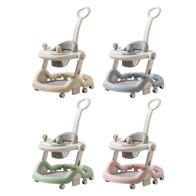 New Style Multifunction Luxury Round Bottom Real Baby Walker Sit to Stand Learning Walker Kids with Music Light and Push Rod Toys That Help Babies Learn to Walk
