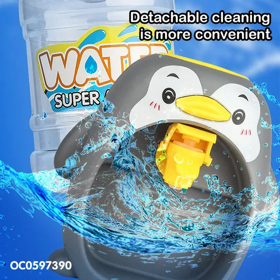 Wholesale Cartoon Penguin Design Mini Water Dispenser Children's Mini Plastic Kitchen Toy for Kids