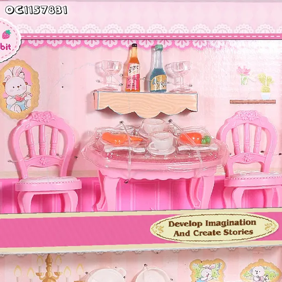 Wholesale Mini Plastic Kitchen Play Sets Pretend Cooking Afternoon Tea Break Kids Pink Simulation Dessert Cake Toys for Girl