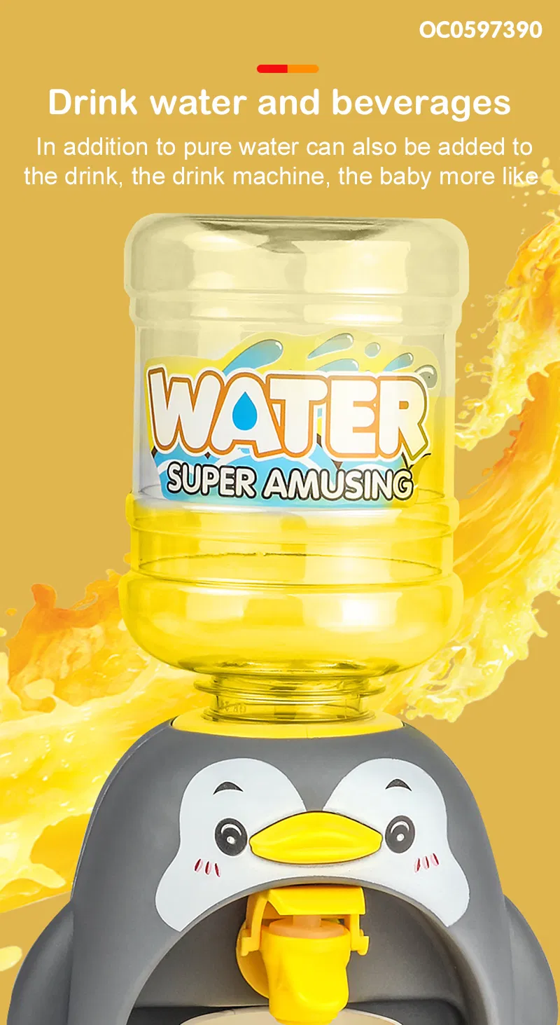 Wholesale Cartoon Penguin Design Mini Water Dispenser Children's Mini Plastic Kitchen Toy for Kids