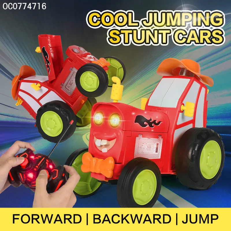 Wholesale Train Head Cartoon Mini Stunt Jumping Remote Control RC Toy Car for Kids