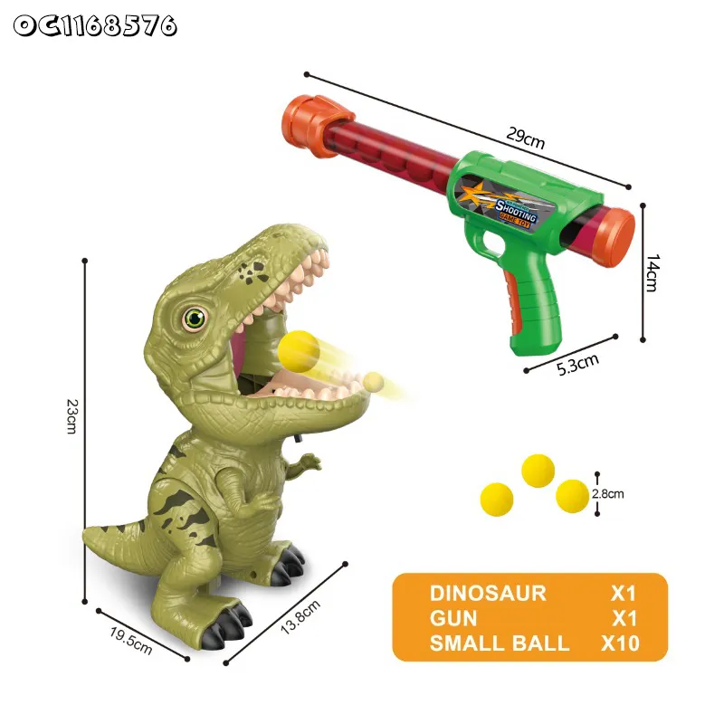 Cheap Plastic Soft Foam Bullet Moveable Dinosaur Shooting Games Toy Gun for Kids with Light Sound