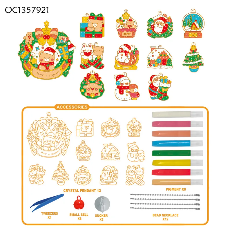Wholesale DIY Handmade Graffiti Toys Custom Crystal Decoration Pendant Keychain Christmas Items Montessori Educational Toy for Kids
