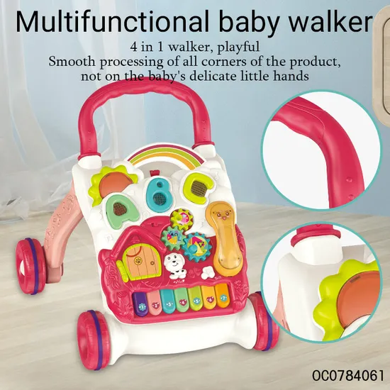 Low Prices Piano Table Wholesale Designed Music Educational Standing Baby Walker with Wheels