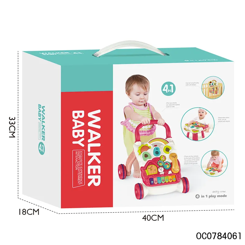 Low Prices Piano Table Wholesale Designed Music Educational Standing Baby Walker with Wheels