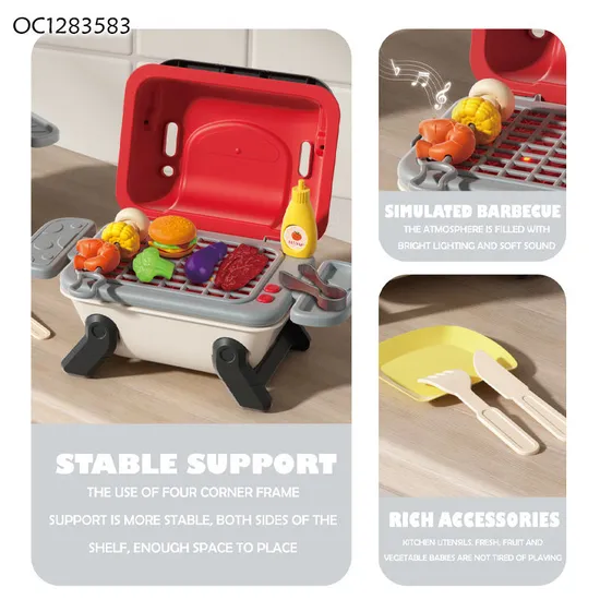 Wholesale Top Selling Children Gift Kitchen Pretend Play Electric Barbecue Kids Plastic Toy Set