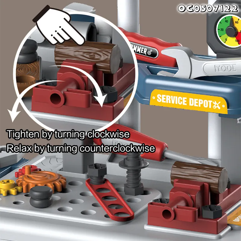 Screw Nuts Plastic Toy Mechanic Engineer Pretend Role Play Construction Tool Box Set for Kids Simulation with Electric Toy Drill