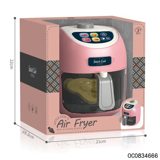 Wholesale Pink Plastic Kitchen Electric Battery Operated Air Fryer Children's Plastic Kitchen Toy for Kids